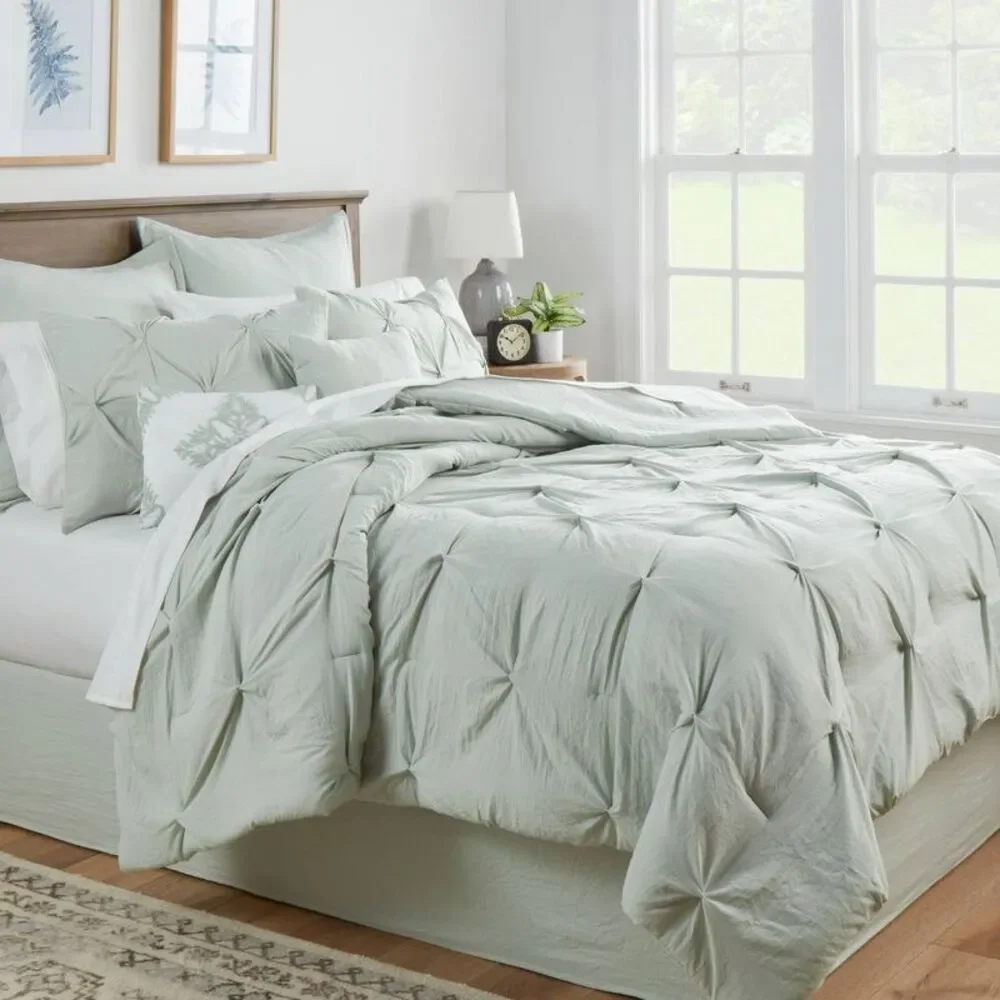 8pc Full Pinch Pleat Comforter Set Light Sage - Threshold